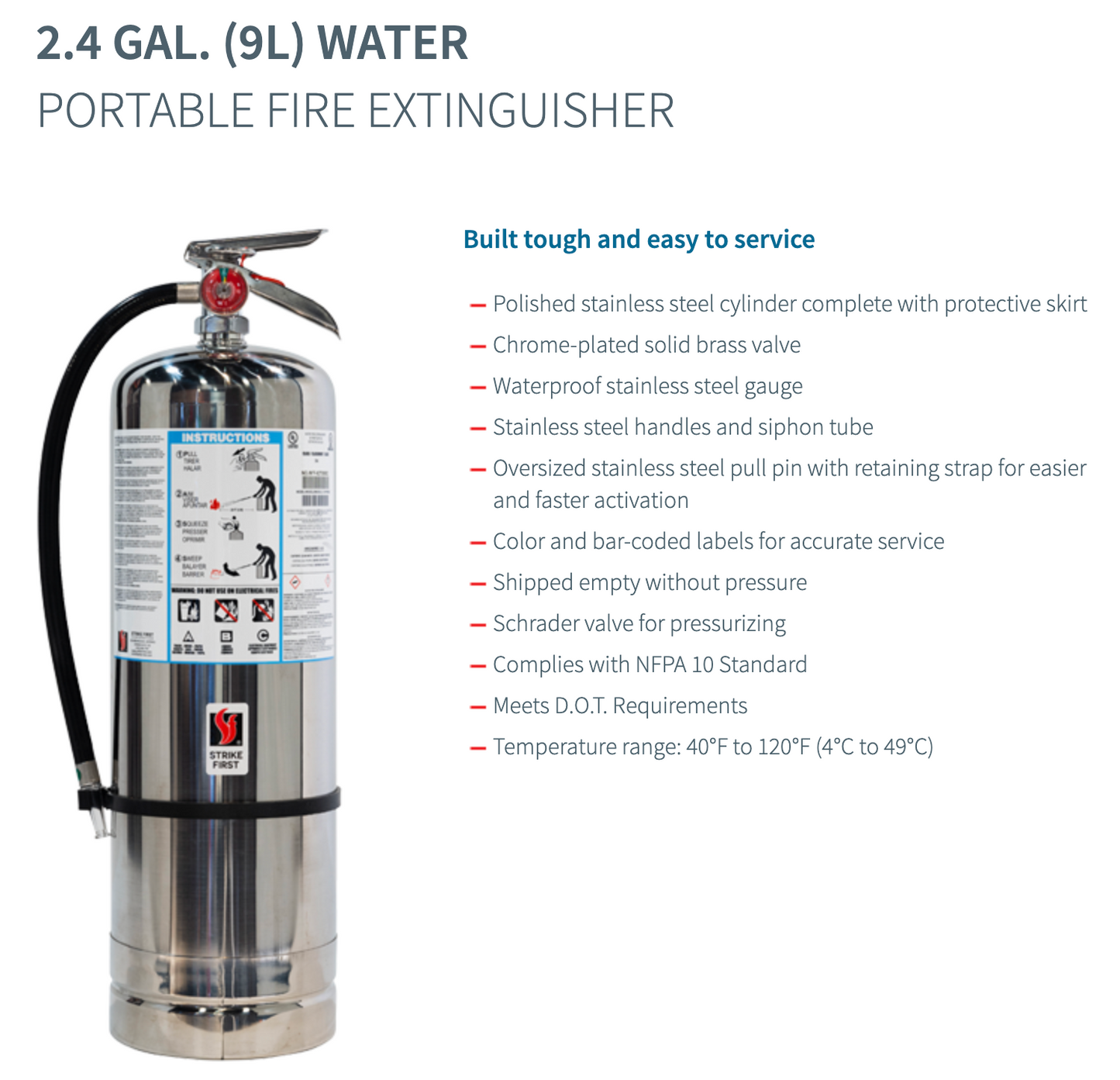 9 L Water Fire Extinguisher